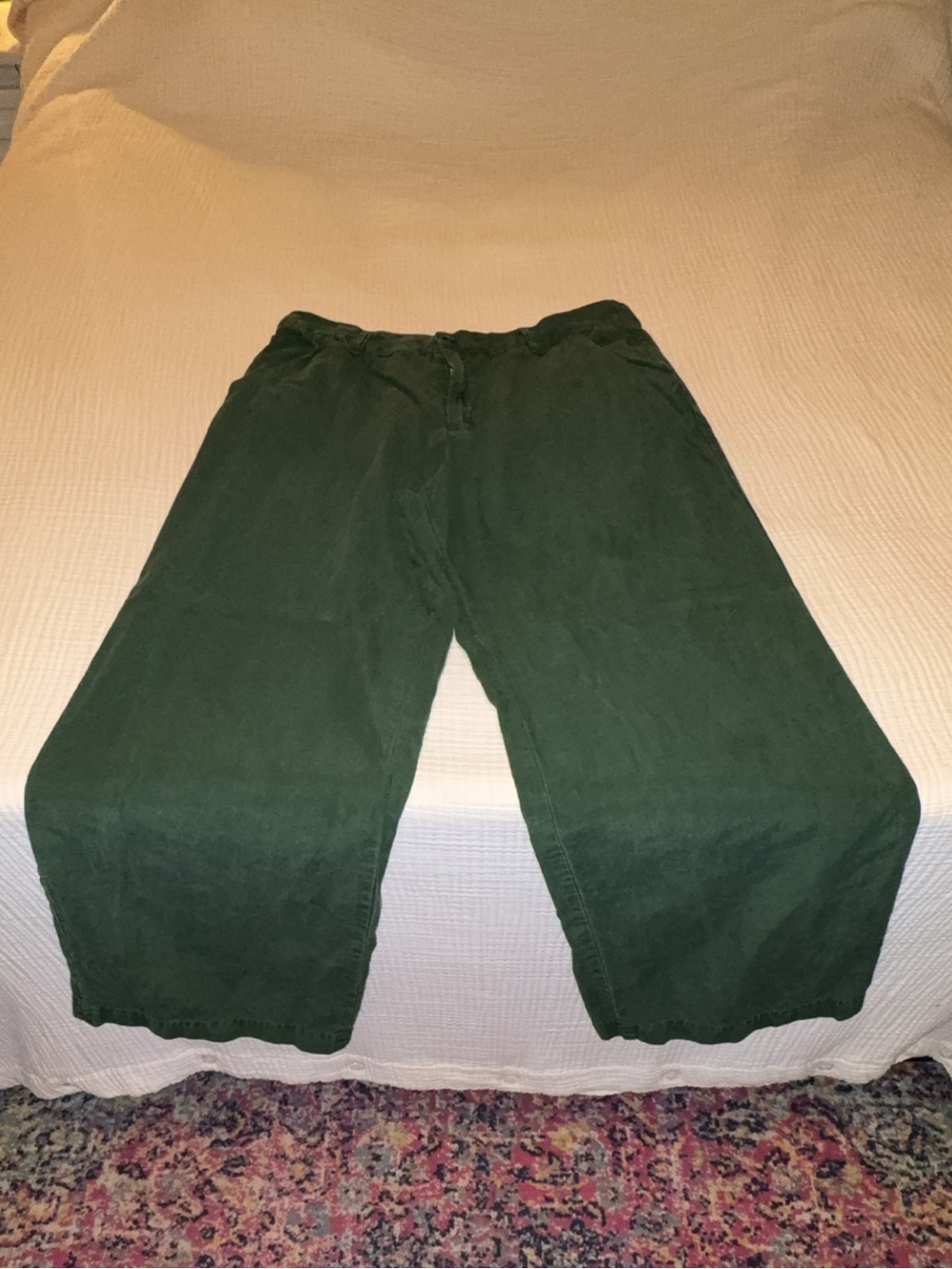 Kut from the Kloth Forest Green Wide-Leg Corduroy Pants